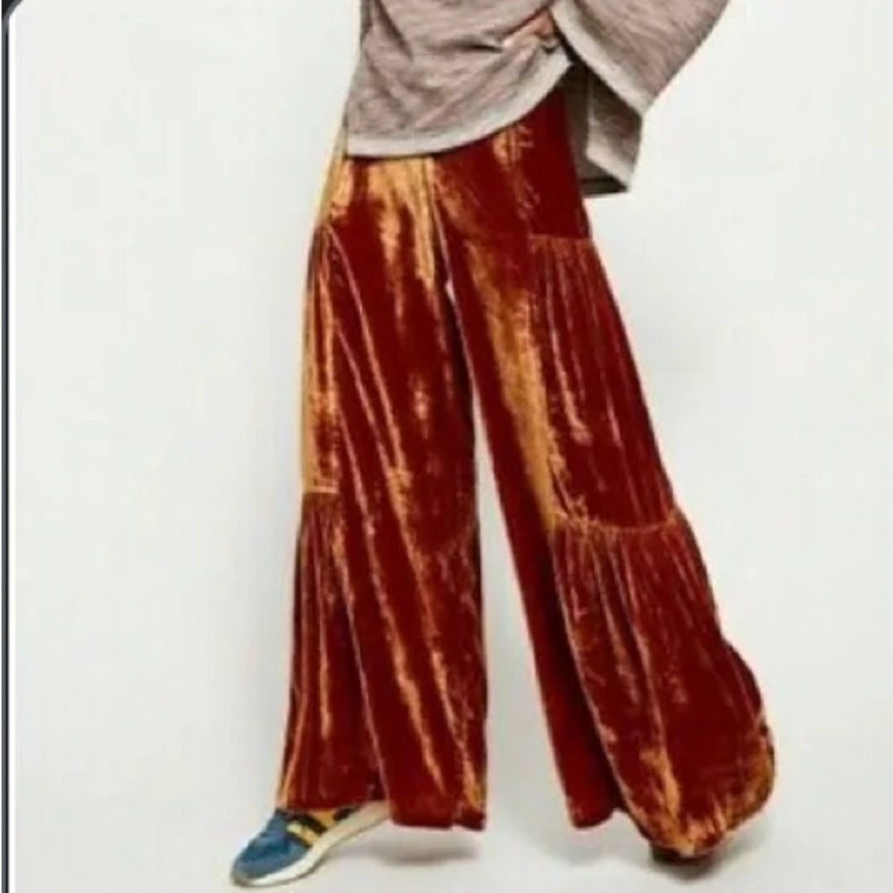 free people • say la vie wide leg velvet pant in cinnaber 8